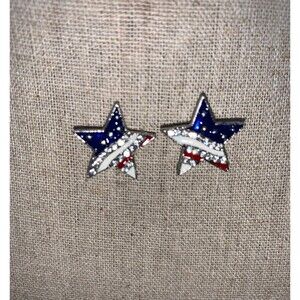 Rhinestone Stars and Stripes Star Shaped earrings
